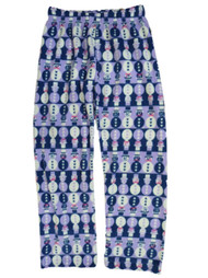 Girls Purple & Blue Fleece Sleep Pants Snowman Pajama Bottoms Lounge Size XL