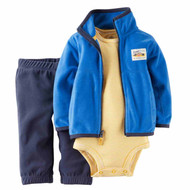 Carters Infant Boys 3 Piece Ranger Scout Blue Outfit Pants Creeper & Jacket