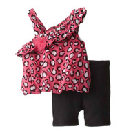 Baby Glam Infant Girl Pink Leopard Print Bubble Top Leggings Outfit 2 PC