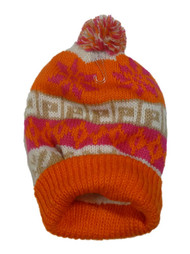 S0 Womens Orange Pom Pom Beanie Sherpa Lined Stocking Cap Hat