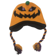 My Halloween Girls Orange Pumpkin Trapper Hat Scary Knit Peruvian Winter Cap