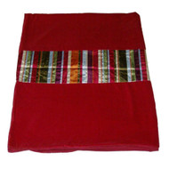 Casual Home Rich Red Velvet Satin Stripe Throw Blanket Soft Warm