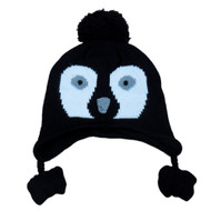 CP Infant Boys & Girls Black Knit Penguin Peruvian Trapper Hat 6-12 Months