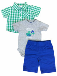 Infant Boys Contstruction Baby Outfit Shirt Pants & Daddy's Lil Helper Bodysuit