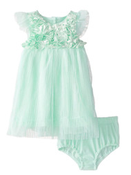Nannette Infant Girls Mint Green Lacy Rosette Dress 2 PC Formal Party Dress
