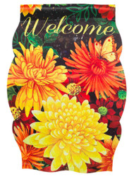 Evergreen Welcome Autumn Imperial Mums Fabric Garden Flag 18 by 12 Inch