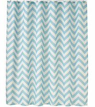 Home Classics Blue & White Chevron Fabric Shower Curtain Bath Zig Zags