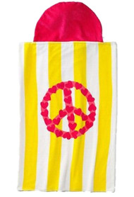 Jumping Beans Pretty Hearts Peace Sign Hooded Bath Towel Child Size Cotton Wrap
