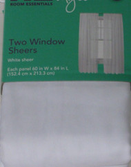Basic White Sheer Window Panel Pair 2 Curtains 84"