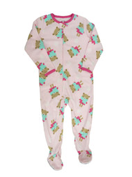 Carters Infant & Toddler Girls Plush Pink Bear Sleeper Sleep & Play Pajamas