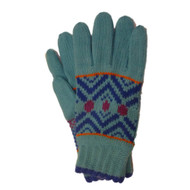 Urbanology Womens Soft Blue Knit Winter Gloves with Fleece Lining