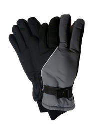 Aquarius Boys Gray & Black Snow & Ski Gloves Thinsulate Insulated Wrist Strap
