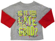 Infant Boys Gray Is It Too Late To Be Good Long Sleeve Christmas T-Shirt