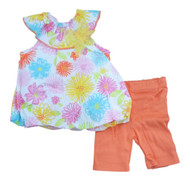 Vitamins Kids Infant Girls Orange Flower Shirt & Capri 2 Pc Set Size 3 Months