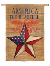 Evergreen America The Beautiful Patriotic Star Fabric Garden Flag 18 by 12 Inch