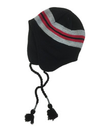 Ben Berger Boys Black & Red Stripes Fleece Lined Trapper Hat