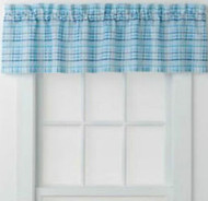 Jumping Beans Aviator Blue Plaid Window Valance Curtain Topper