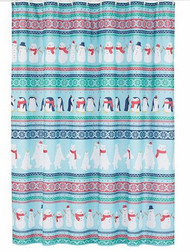 St Nicholas Square Holiday Cheer Christmas Shower Curtain Peguins & Polar Bears