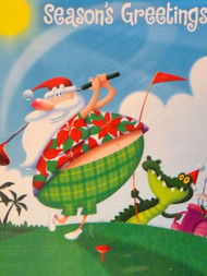 Holiday Time Seasons Greeting Santa Plays Golf Christmas Cards