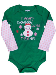 Holiday Time Infant Girls Snowbody Cuter Than Me Bodysuit Snowman Creeper