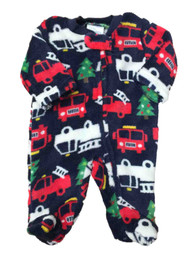 Infant Boys Christmas Tree Firetruck Fleece Sleep & Play Pajama Sleeper