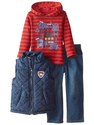 Kids Headquarters Infant Boys 3P Construction Outfit Vest Hoodie & Pants