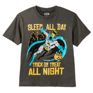 DC Comics Batman Boys Gray Trick Or Treat All Night Halloween T-Shirt