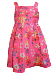Blueberi Infant Girls Neon Pink Flower Print Dress Sleeveless Sundress