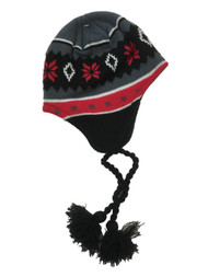 Ben Berger Boys Gray & Red Snowflake Fleece Lined Winter Trapper Hat