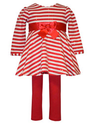 Ashely Ann Infant & Toddler Girls 2PC Red White Striped Shirt & Leggings