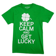 Mens Green Saint Patrick's Day T-Shirt Keep Calm & Get Lucky Shirt