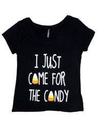 Electric Pink Women Black I Just Came For The Candy Halloween T-Shirt Tee