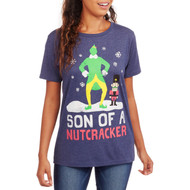 Elf Junior Womens Blue Son Of A Nutcracker Holiday Christmas Tee T-Shirt