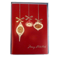 Trimmery Red Ornaments Christmas Cards Holiday Xmas Golden Bows