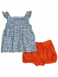 Carters Infant Girls Leopard Print Shirt Red Bloomers 2 Piece Summer Outfit