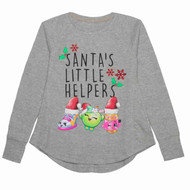 Shopkins Girls Santas Little Helper Gray Thermal Long Sleeve T-Shirt Tee Shirt