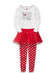 Carters Infant Girls Red Santa Love Me Outfit Pants Tutu Skirt Glitter Shirt