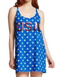 Snooze Button Womens USA Patriotic Star Sleep Shirt Sleeveless Night Gown