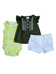 Carters Infant Girls Cute Like Mommy Shirt Creeper Shorts Outfit 3 Piece Set