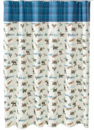 St Nicholas Square Christmas Cabin Deer Bear & Snowman Shower Curtain Holiday