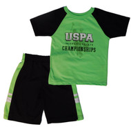 U.S. Polo Assn. Toddler Boys Green/Black Athletic Shirt & Shorts Set