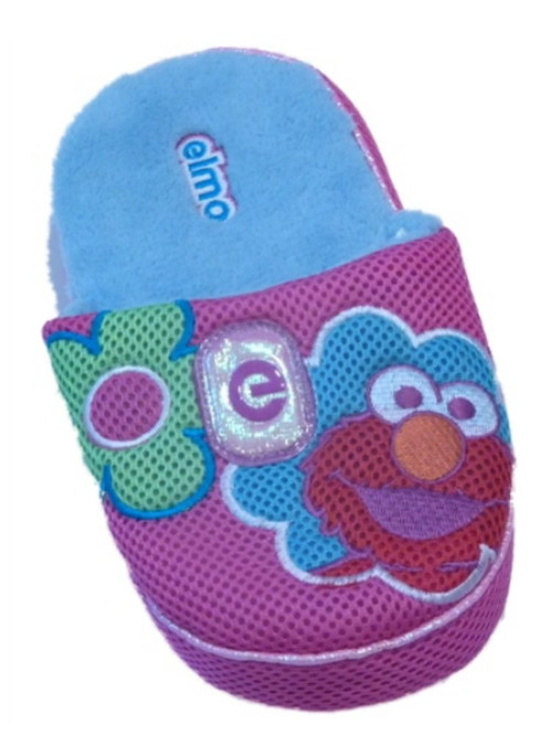 Sesame Street Womens Pink  Elmo  Slippers Slide On Open Back 