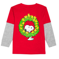 Peanuts Infant Toddler Boy Snoopy Woodstock Wreath Long Sleeve T-Shirt Tee