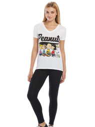 Peanuts Womens 2 PC White Charlie Brown Snoopy Shirt T-Shirt Leggings Outfit