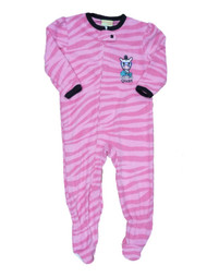 Infant & Toddler Girls Plush Pink Zebra Striped Sleeper Sleep & Play Pajamas
