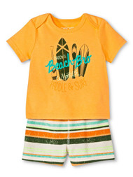 Cherokee Infant Boys 2-Piece Orange Surfer Beach T-Shirt & Short Set