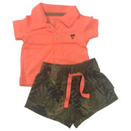 Carters Infant Boys 2-Piece Coral T-Shirt & Tropical Shorts Set