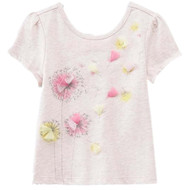 Toughskins Girls Pink Dandelion Flower Shirt Short Sleeved T-Shirt Top