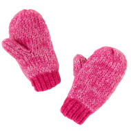CP Infant Girls Pink Knit Mittens with Fleece Lining & Metallic Accents