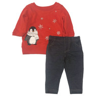 Carters Infant & Toddler Girls 2 Piece Set Red Penguin Shirt & Stretch Pants